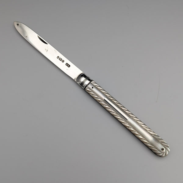 1883 年英國古董白色珍珠手柄純銀刀片小刀 William Morton
